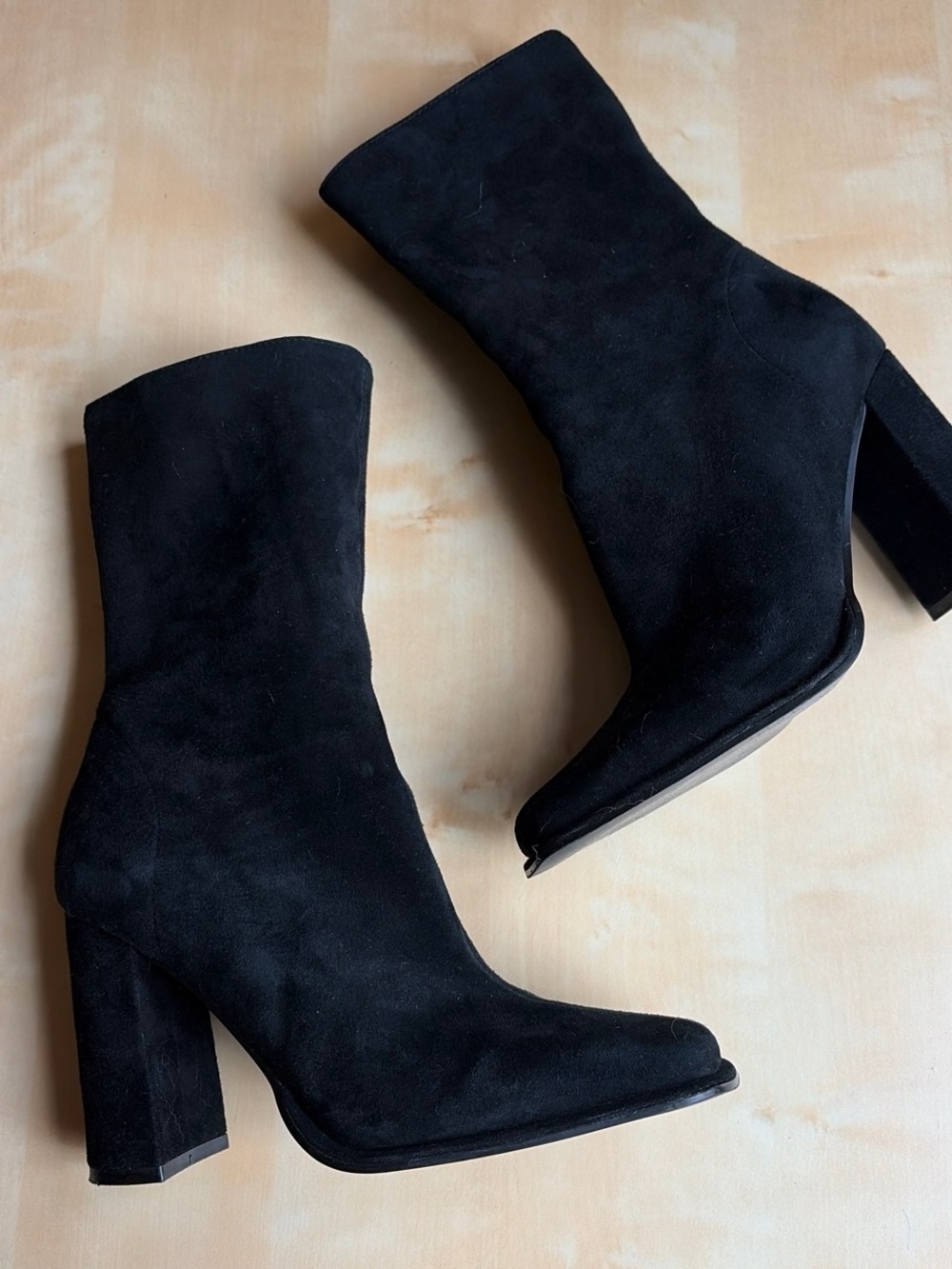 Steve Madden Black Suede Block Heel Boots